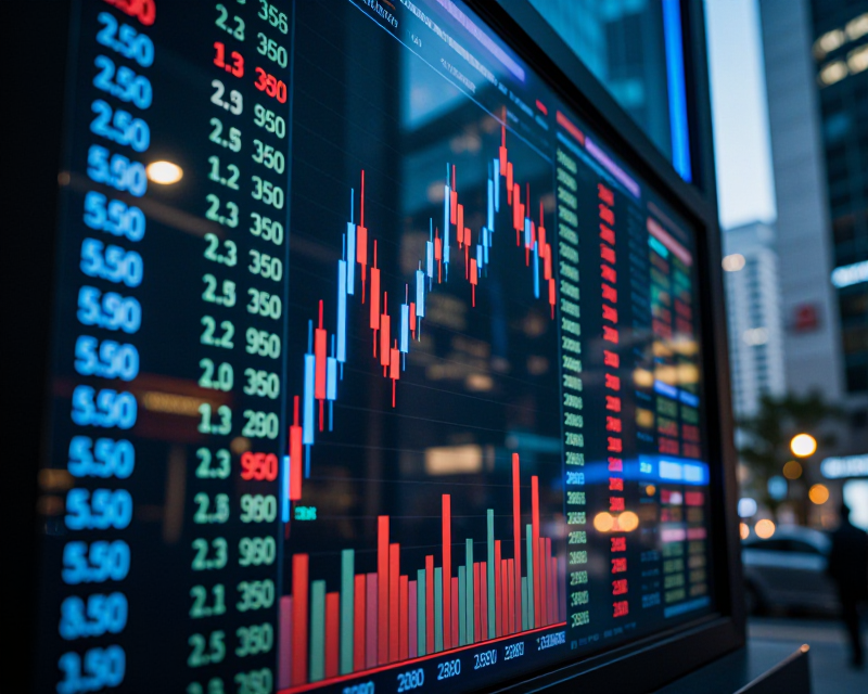 Futuristic Seoul Stock Market Display