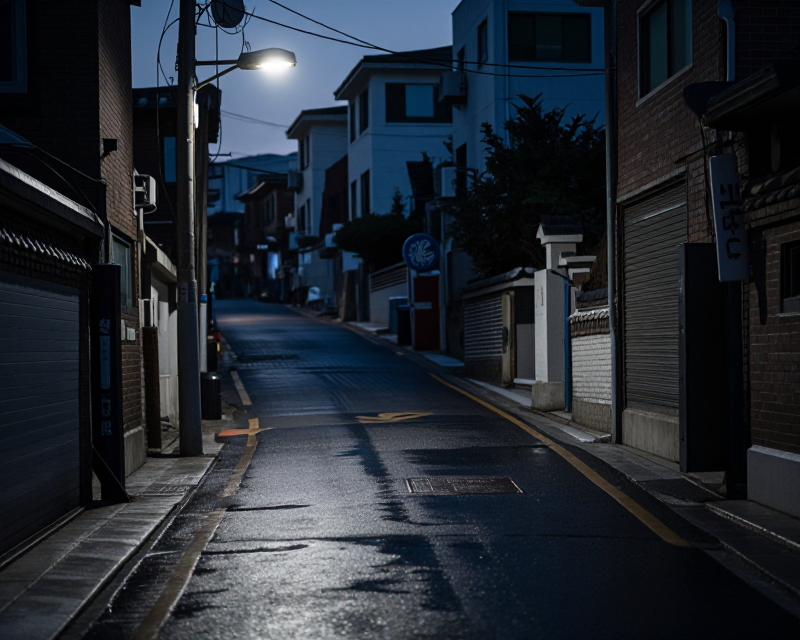 Cinematic Noir Scene of Seoul Street